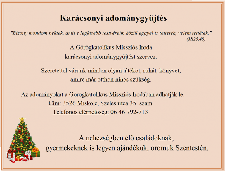 karácsonyi adománygyűjtés